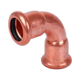 Отвод Sanha 15 мм 90° двухраструбный медный под пресс арт.16002A15