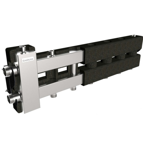 Коллектор нержавеющий Gidruss BMSS-80-4D EPP до 80 кВт 1 1/4"-1" 4 контура EPP термоизоляция