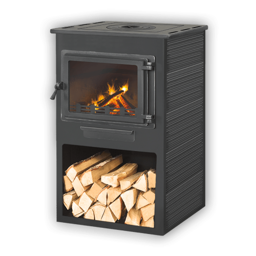 Печь-камин Этна Панорама с плитой антрацит