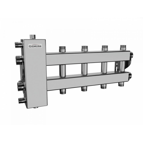 Коллектор нержавеющий Gidruss BMSS-100-5DU до 100 кВт 1 1/4" 5 контуров