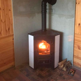 Печь-камин Везувий ПК-01 (220) 9 кВт бежевый без плиты угловая