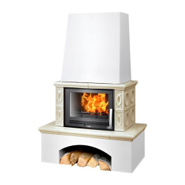 Печь-камин ABX Lombardie белый цоколь перламутр