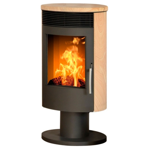 Печь-камин ABX Tartu 5 поворотный чёрная сталь бразильский песчаник Печь-камин ABX Tartu 5 поворотный чёрная сталь бразильский песчаник