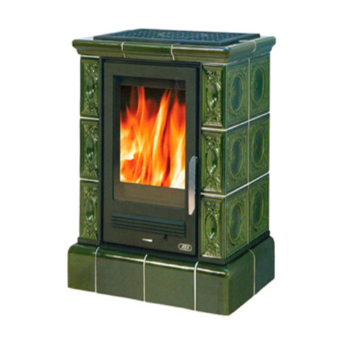 Печь-камин ABX Helvetia Exclusive кафельный цоколь зелёный