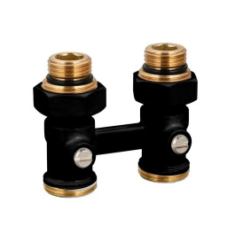 Узел нижнего подключения прямой TIM 1/2"х3/4" с комплектом адаптеров и шаровым краном черный