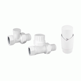 Комплект радиаторный прямой Delta 1/2" с термоголовкой М30x1.5 белый