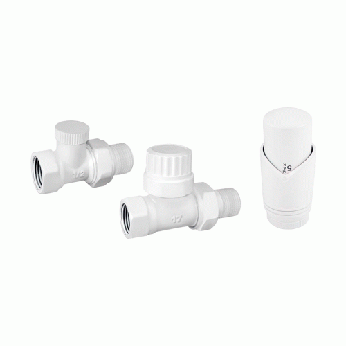 Комплект радиаторный прямой Delta 1/2" с термоголовкой М30x1.5 белый