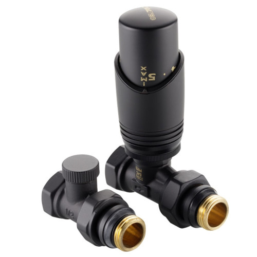 Комплект термостатический прямой Valtec 1/2" арт.VT.046.BR.04 (Черный)