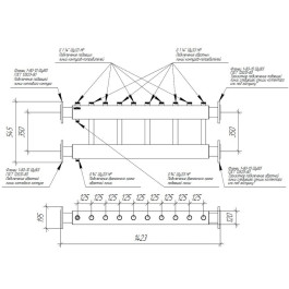 Коллектор нержавеющий модульный Gidruss MKSS-600-5х32 до 600 кВт ДУ80 5 контуров