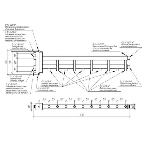 Коллектор Gidruss BM-100-6D до 100 кВт 1 1/4"-1" 6 контуров Коллектор Gidruss BM-100-6D до 100 кВт 1 1/4"-1" 6 контуров