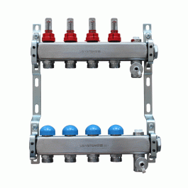 Коллектор с расходомерами сталь нержавеющая Usystems FT на 10 выходов 1"x3/4" евроконус