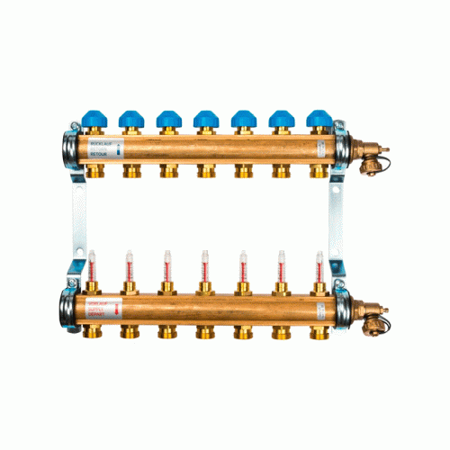 Коллектор Watts HKV/T 7 контуров 1x3/4" евроконус с расходомерами
