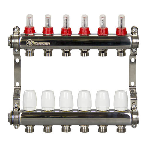 Коллекторная группа Altstream 1 1/4"x3/4" с расходомерами 2 контура