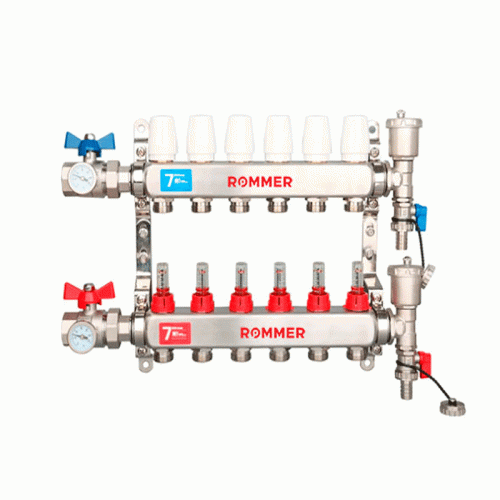 Коллектор с расходомерами в сборе Rommer 1"x3/4" 3 контура Коллектор с расходомерами в сборе Rommer 1"x3/4" 3 контура