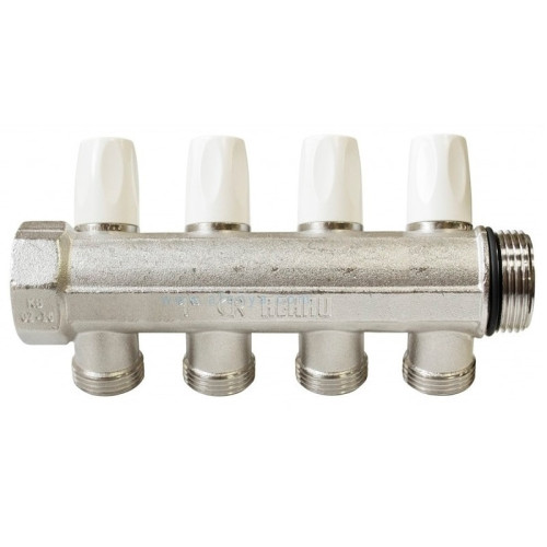 Распределительный коллектор Rehau 1"x3/4" -4 отвода евроконус Распределительный коллектор Rehau 1"x3/4" -4 отвода евроконус