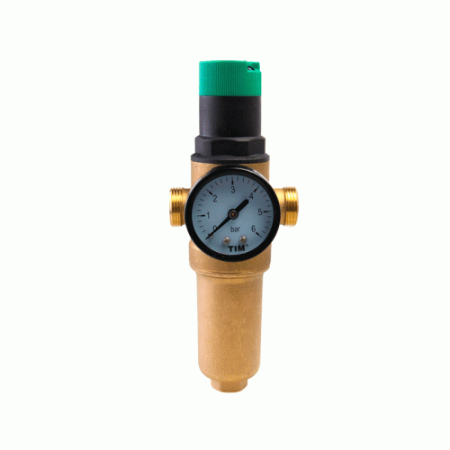 Фильтр промывной Tim 1" латунный с манометром и редуктором