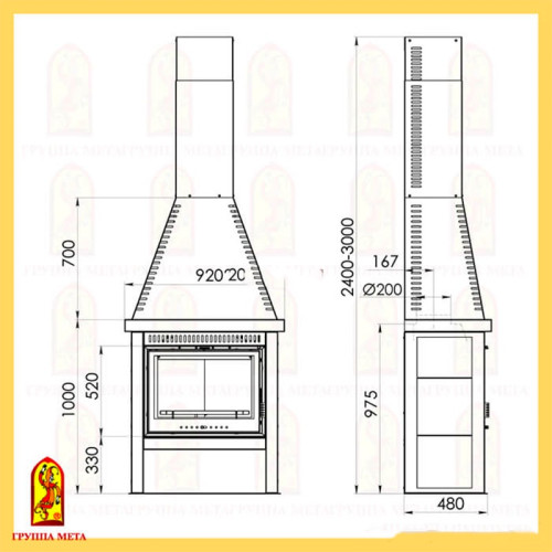 Печь-камин Мета Рэйнджер Каминетти 712 Печь-камин Мета Рэйнджер Каминетти 712