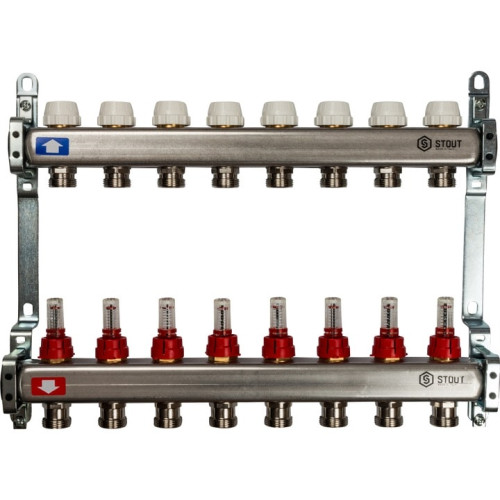 Коллектор из нержавеющей стали с расходомерами на 8 выходов Stout SMS 0917 000008 Коллектор из нержавеющей стали с расходомерами на 8 выходов Stout SMS 0917 000008