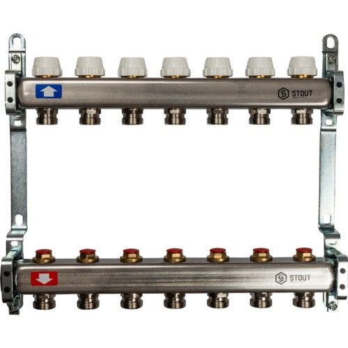 Коллектор из нержавеющей стали без расходомеров на 7 выходов Stout SMS 0922 000007 Коллектор из нержавеющей стали без расходомеров на 7 выходов Stout SMS 0922 000007