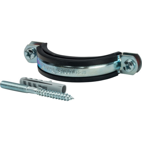 Хомут для крепления трубы с дюбелем Stout 2 1/2" (75-80)