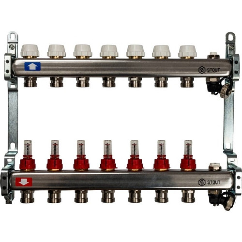 Коллектор из нержавеющей стали с расходомерами, с клапаном вып. воздуха и сливом 7 вых. Stout SMS-0927-000007 Коллектор из нержавеющей стали с расходомерами, с клапаном вып. воздуха и сливом 7 вых. Stout SMS-0927-000007