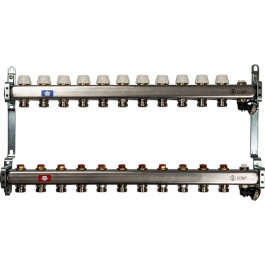 Коллектор из нержавеющей стали без расходомеров, с клапаном вып. воздуха и сливом 11 вых Stout SMS-0932-000011