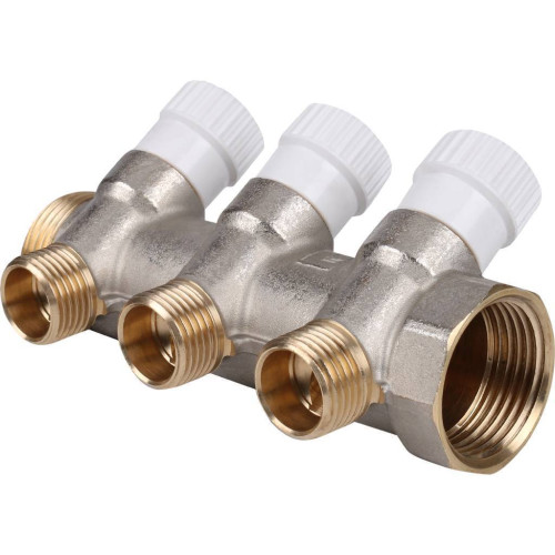 Коллектор для воды 3 выхода Stout 1"x1/2" плоское уплотнение арт.SMB 6851 011203 Коллектор для воды 3 выхода Stout 1"x1/2" плоское уплотнение арт.SMB 6851 011203