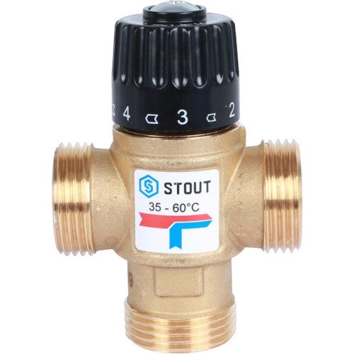 Клапан смесительный термостатический для систем отопления и ГВС 1"НР 35-60C° KV 1,6 Stout