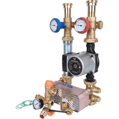 Насосная группа с теплообменником 28 пластин с насосом Grundfos 25-65 Stout SDG-0038-282502