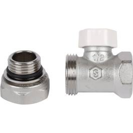 Клапан запорно-балансировочный прямой 1/2" Stout (с дополнительным уплотнением)