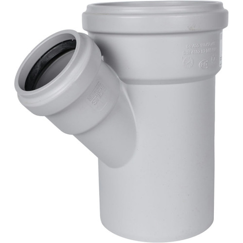 Тройник канализационный Stout ДУ 110х58 мм 45°