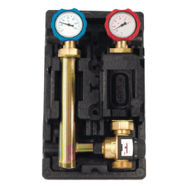 Насосная группа Rommer с термостатическим смесительным клапаном (35-60°С) без насоса, правая