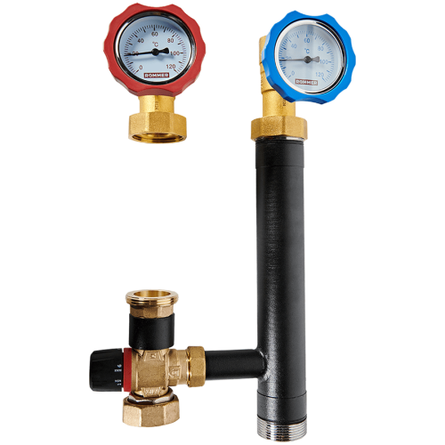 Насосная группа Rommer с смесительным клапаном (35-60°С) без насоса 1"