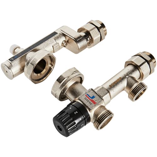 Насосно-смесительный узел ROMMER с термостатическим клапаном 20-55°C без насоса