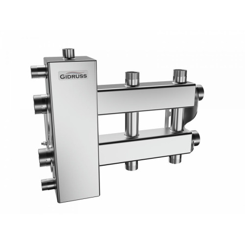 Коллектор нержавеющий Gidruss BMSS-100-3DU до 100 кВт 1 1/4" 3 контура