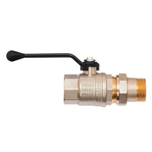 Кран шаровой Hoobs 1 1/2" НР/ВР с американкой латунный алюминиевая ручка-рычаг