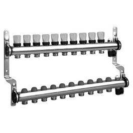 Коллектор из нержавеющей стали с термовставками на 10 выходов Meibes