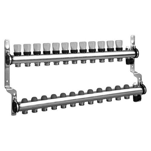 Коллектор из нержавеющей стали с термовставками на 12 выходов Meibes