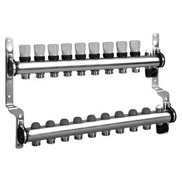Коллектор из нержавеющей стали с термовставками на 9 выходов Meibes