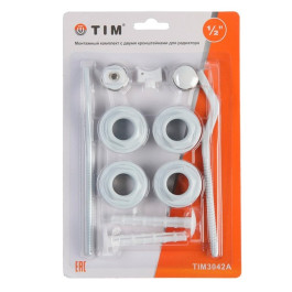 Набор пробок для подключения радиатора TIM 1/2" с 2 кронштейнами (11 предметов)