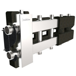 Коллектор нержавеющий Gidruss BMSS-80-5DU EPP до 80 кВт 1 1/4"-1" 5 контуров EPP термоизоляция