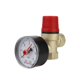Клапан предохранительный Varmega 1/2",ВР-ВР резьба, 1.5Бар, мембранный, с манометром