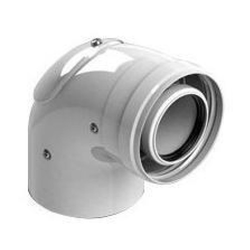 Элемент дымохода конденсационный угол 90 DN60/100 м/п с инспекционным окном PP-FE Stout Элемент дымохода конденсационный угол 90 DN60/100 м/п с инспекционным окном PP-FE Stout