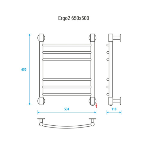 Полотенцесушитель электрический Energy Ergo 2 650х500 мм хром Полотенцесушитель электрический Energy Ergo 2 650х500 мм хром