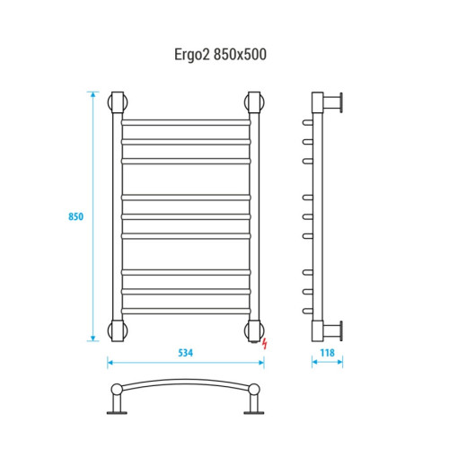 Полотенцесушитель электрический Energy Ergo 2 850х500 мм хром Полотенцесушитель электрический Energy Ergo 2 850х500 мм хром