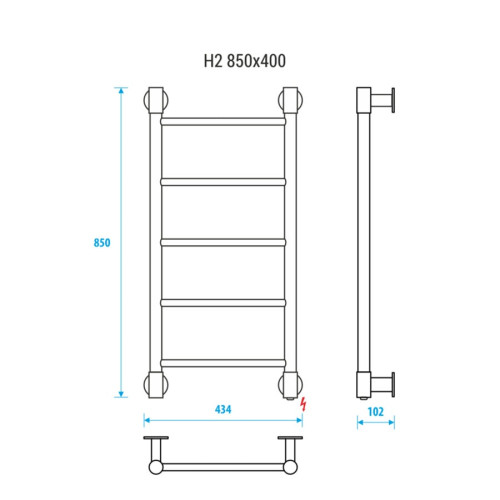 Полотенцесушитель электрический Energy H2 850х400 мм белый матовый