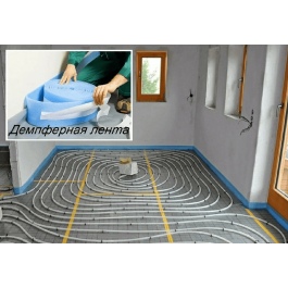 Демпферная лента Рустеплопол самоклейкая, фартук 150мм х 8мм х 25м