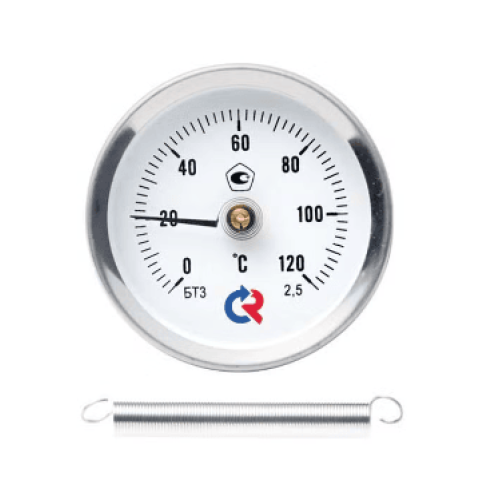 Термометр РОСМА БТ-30.010 (0-120 С) 63мм, биметаллический накладной (с пружиной) Термометр РОСМА БТ-30.010 (0-120 С) 63мм, биметаллический накладной (с пружиной)