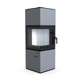 Печь-камин Defro Home Quadroom 9.6 кВт серая сталь