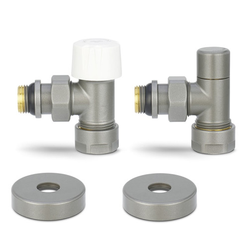 Комплект радиаторных клапанов угловой Varmega №1, 1/2"х3/4"EK резьба ВР/НР,  цвет серый